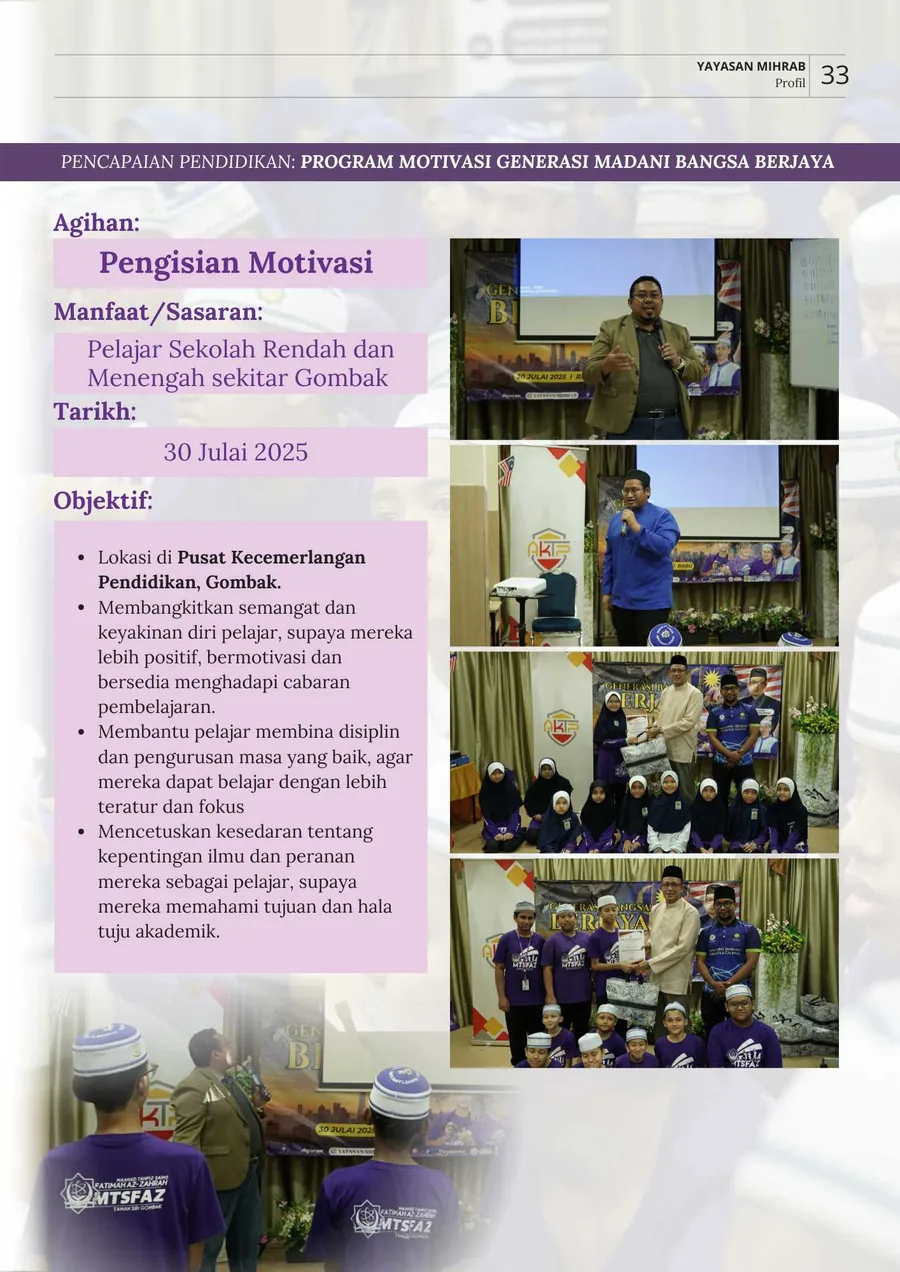 Poster Program Motivasi Generasi Madani Bangsa Berjaya